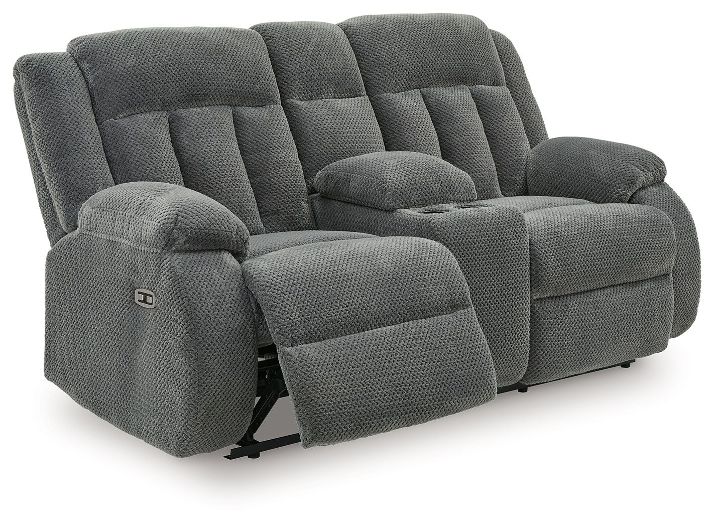 Observation - Double Reclining Power Loveseat With Console - Steel