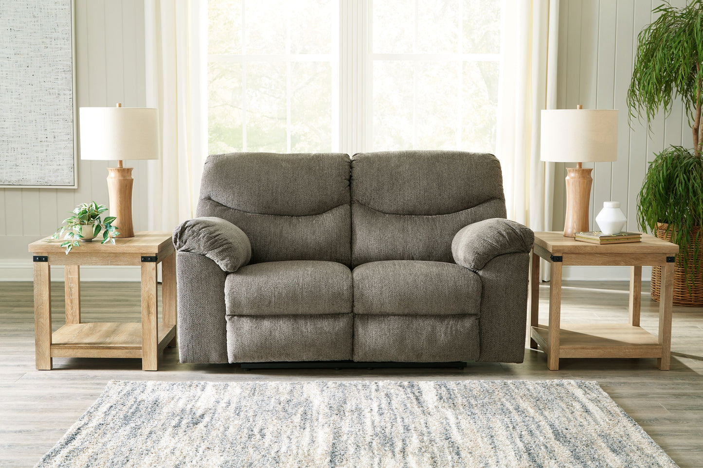 Putty Fabric Upholstered Reclining Sofa And Loveseat - view 10
