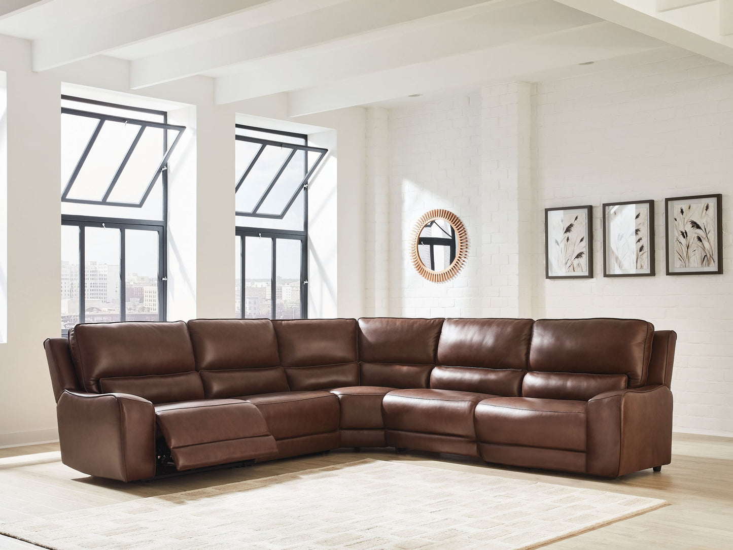 Modern Leather Match Sectional