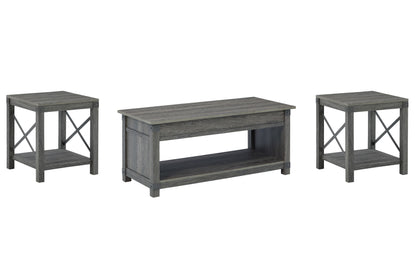 Freedan - 3 Pc. - Coffee Table, 2 End Tables - Grayish Brown