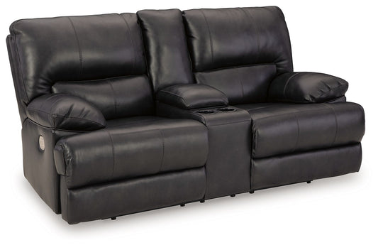 Eclipse Faux Leather Upholstered Storage Reclining Loveseat - front view