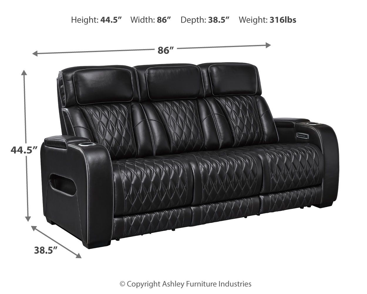 Modern Leather Match Sofa
