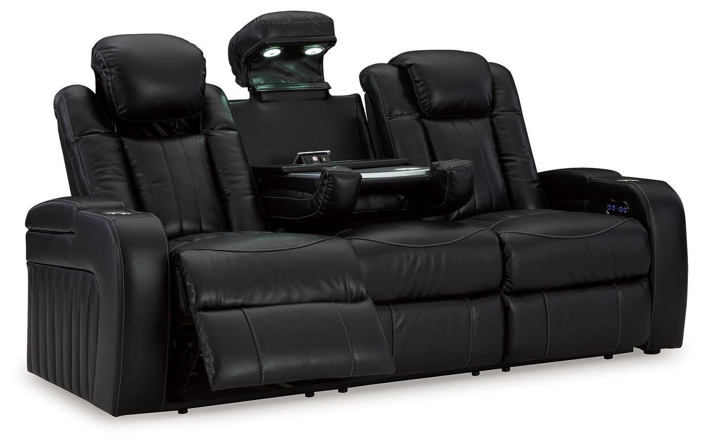Black Storage Reclining Sofa And Loveseat - rear view