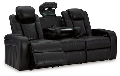 Black Storage Reclining Sofa And Loveseat - rear view