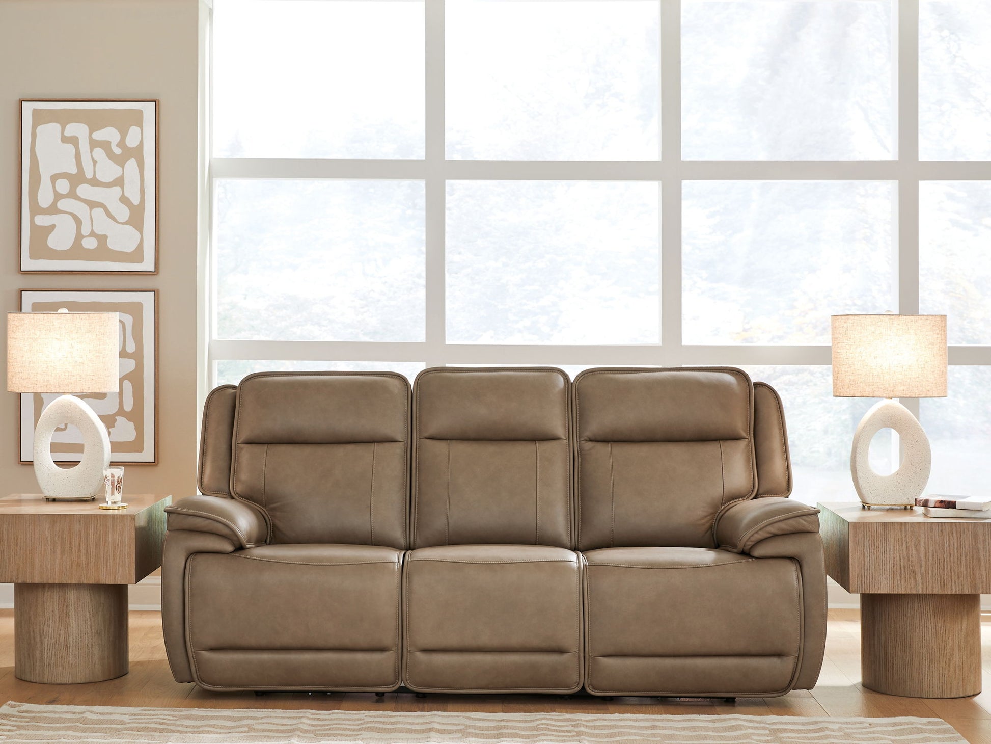 Modern Leather Match Sofa
