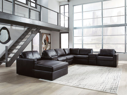 Modern Leather Match Sectional