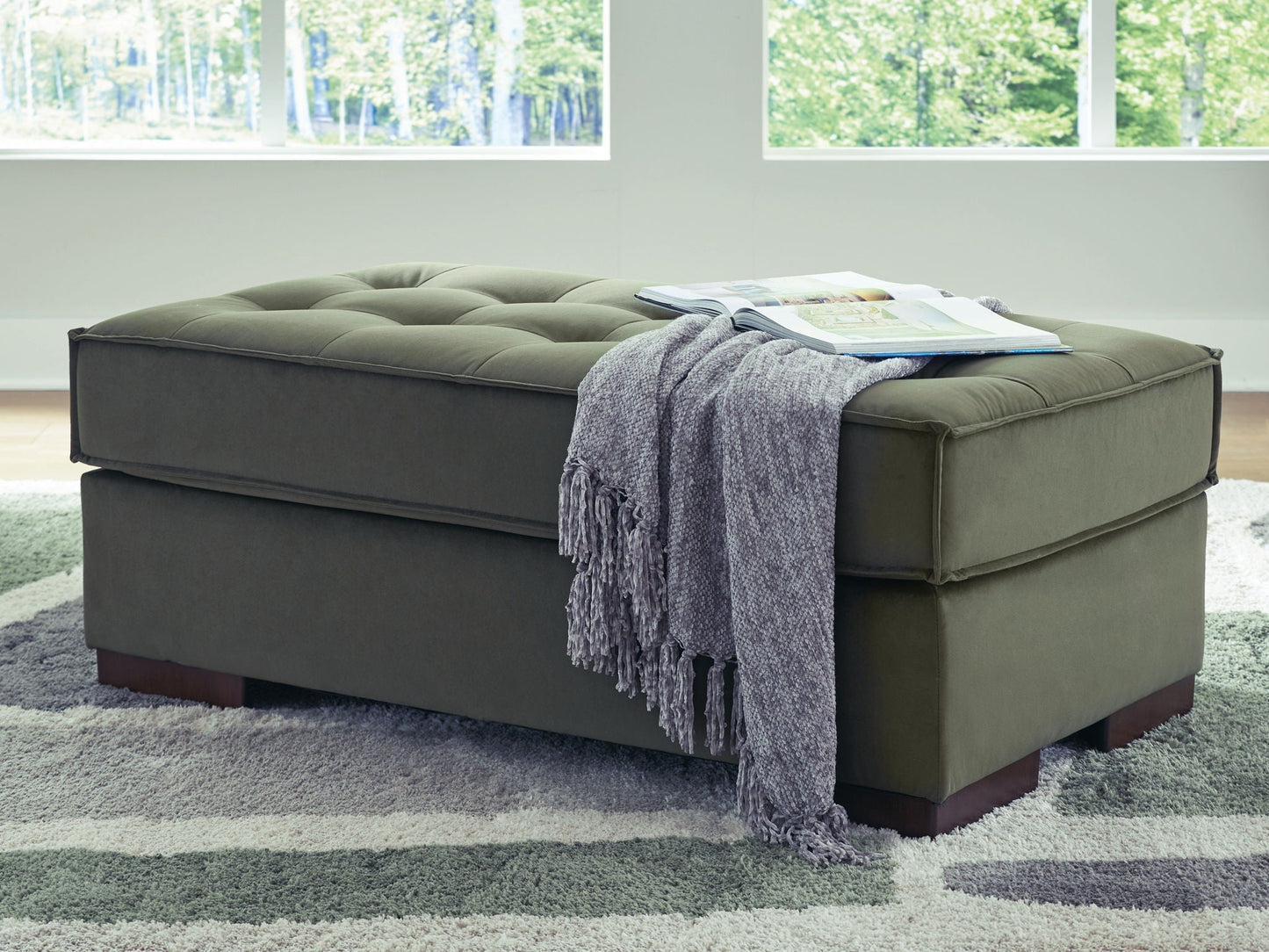 Caspian-Town - Oversized Accent Ottoman - Olive