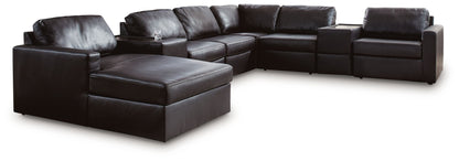 Modern Leather Match Sectional - Black - 4 Pc. Double Chaise Sectional