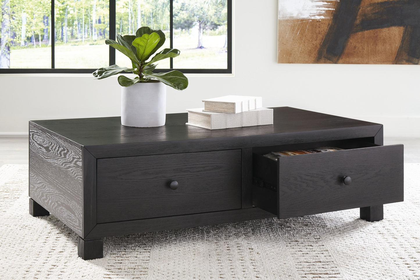 Foyland  Black - Cocktail Table With Storage