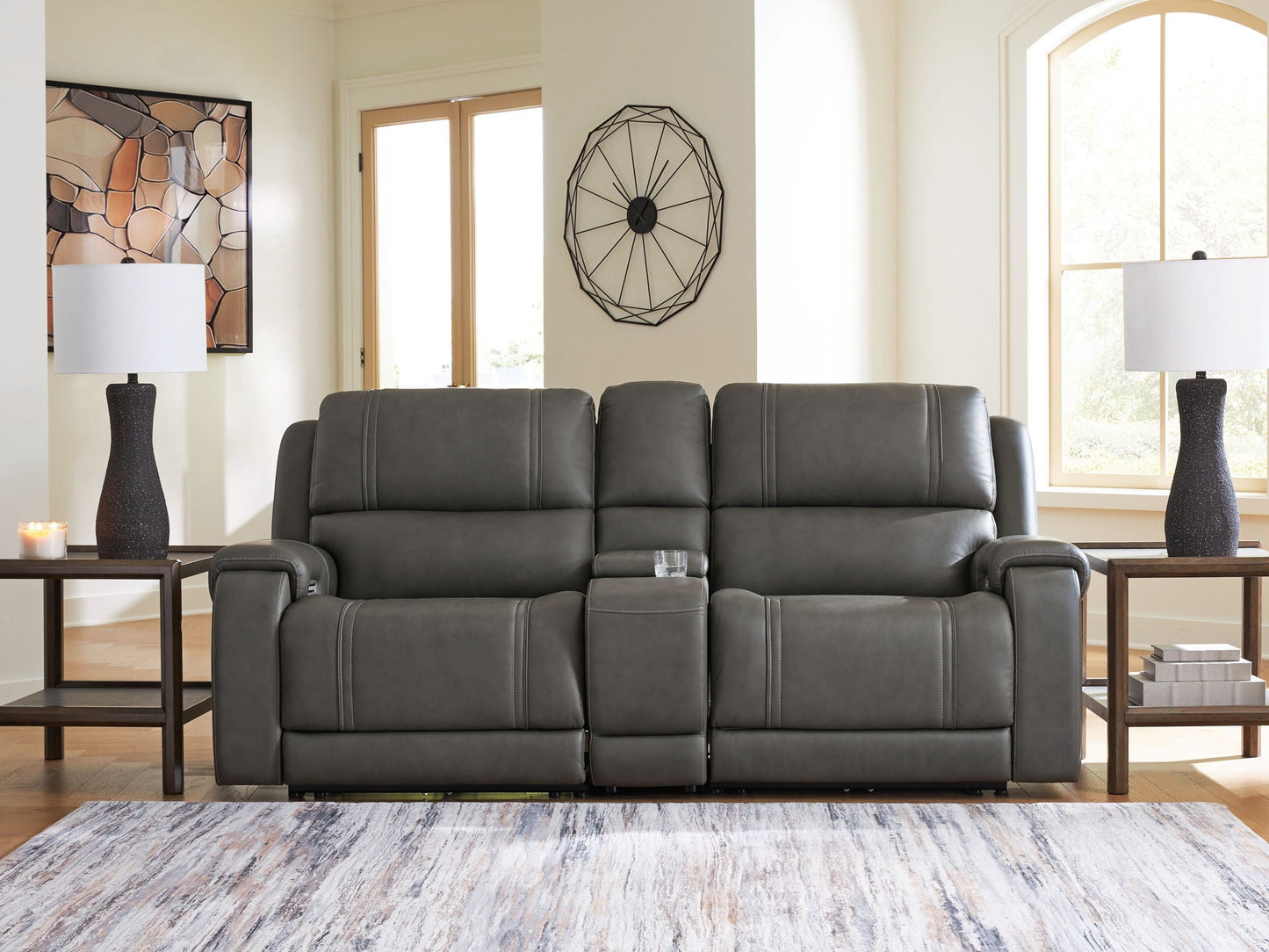 Modern Leather Match Sectional