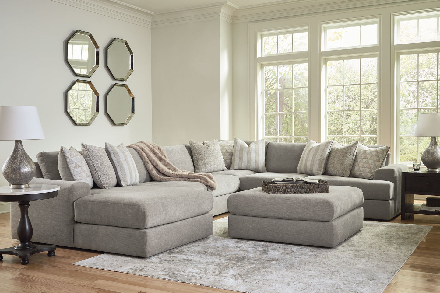 Dark Gray 5 Piece Living Room Sets - rear view