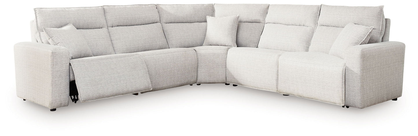 Modern Fabric Sectional - Gray - 6 Pc. Power Reclining Sectional With Console