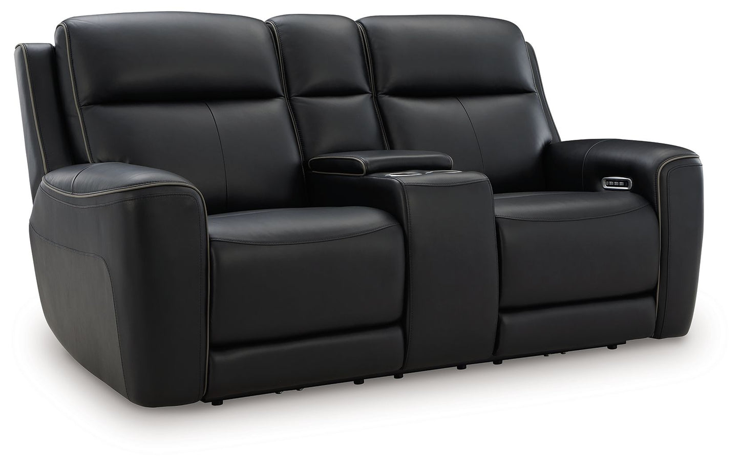 Modern Leather Match Loveseat - Black