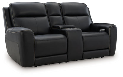 Modern Leather Match Loveseat - Black