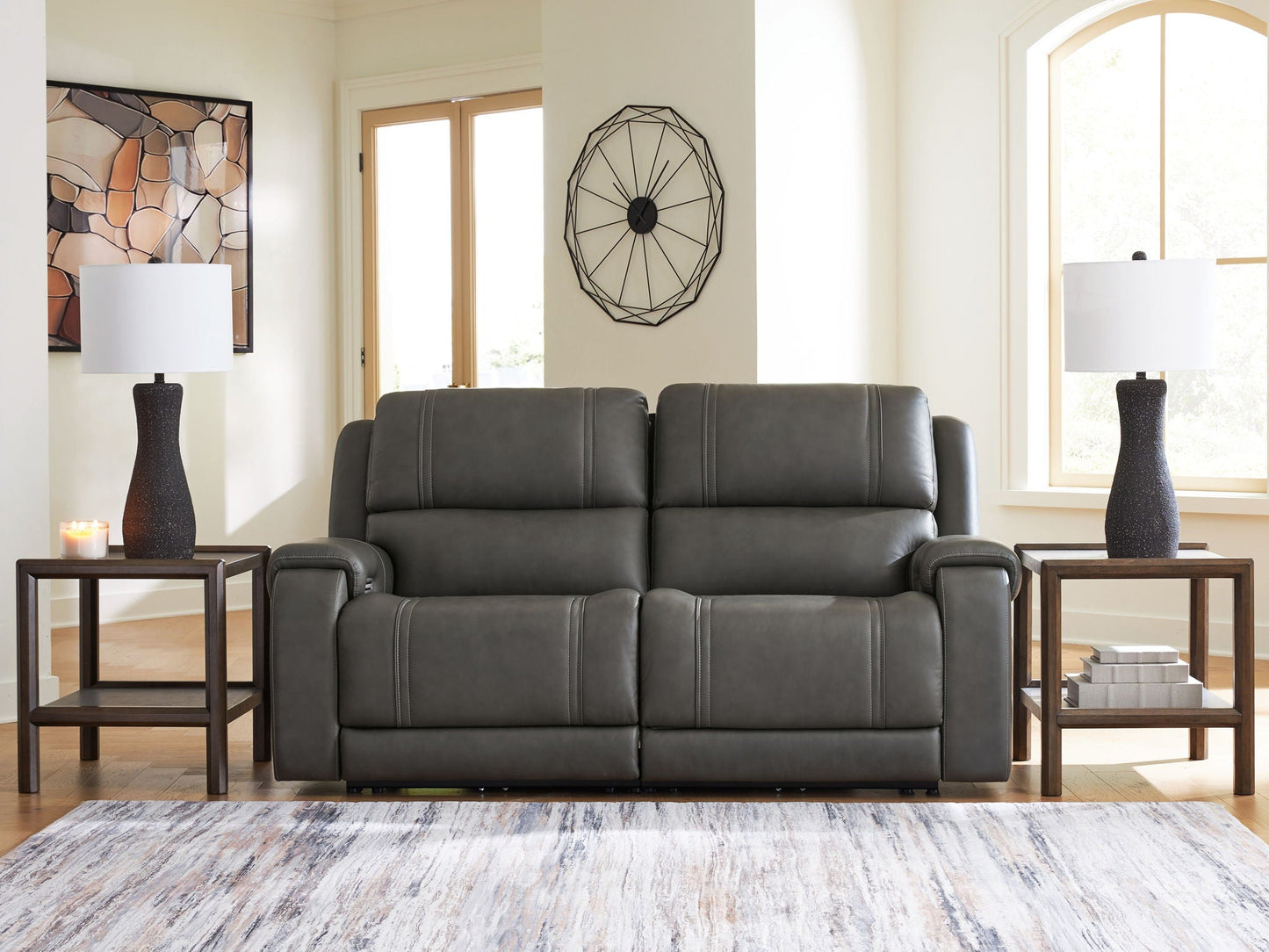Modern Leather Match Sectional