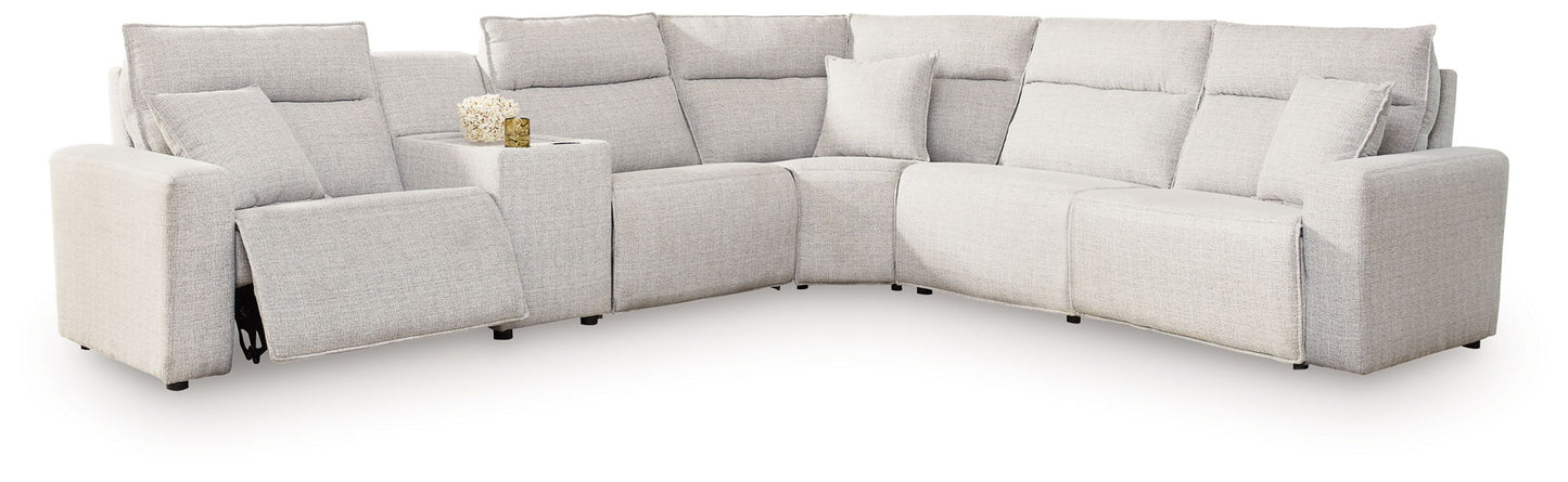 Modern Fabric Sectional - Gray - 5 Pc. Power Reclining Sectional