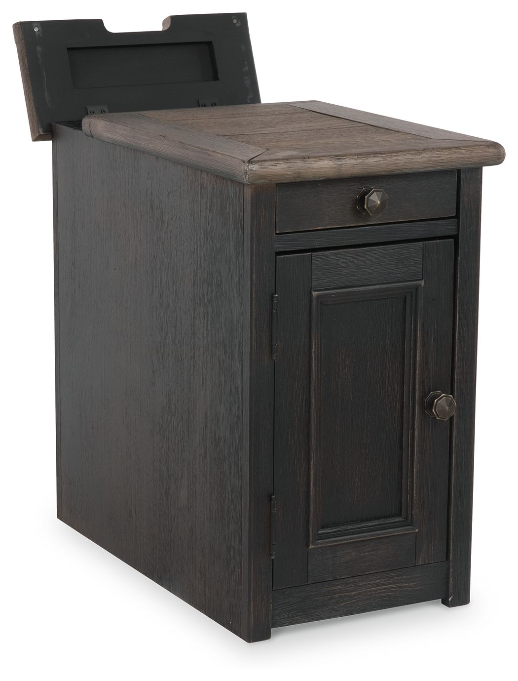 Tyler Creek - Chair Side End Table - Grayish Brown / Black