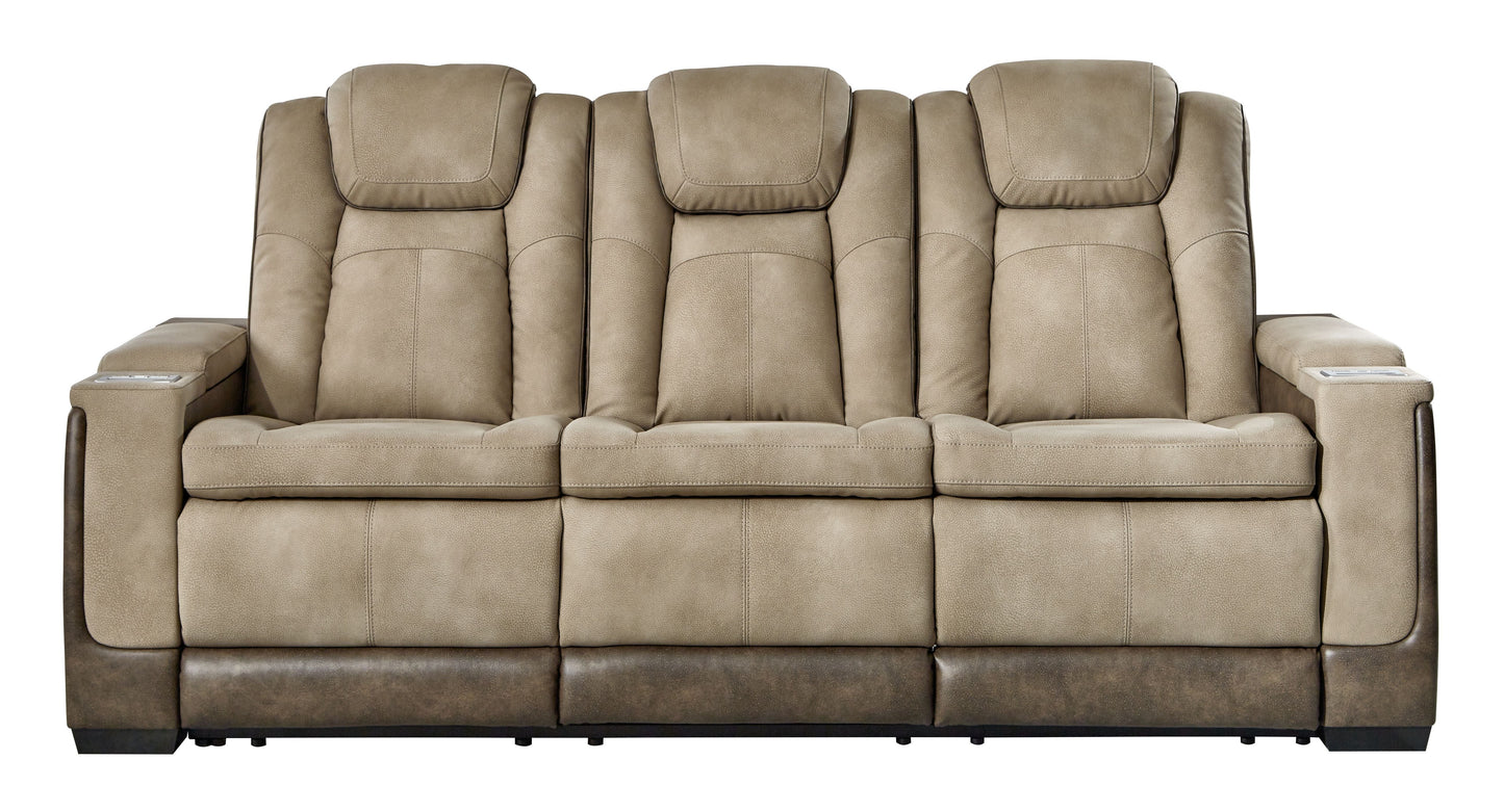 Modern Faux Leather Sofa - Sand