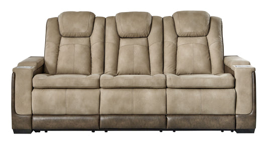 Modern Faux Leather Sofa - Sand