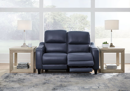 Blue Reclining Loveseat - rear view