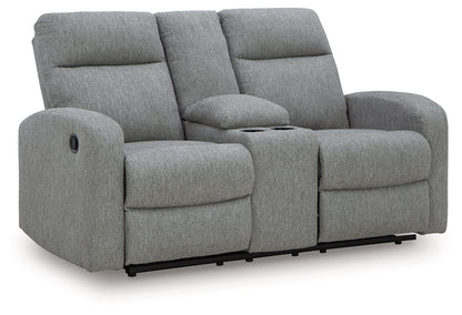 Gauntlet - Double Recline Loveseat With Console - Sterling