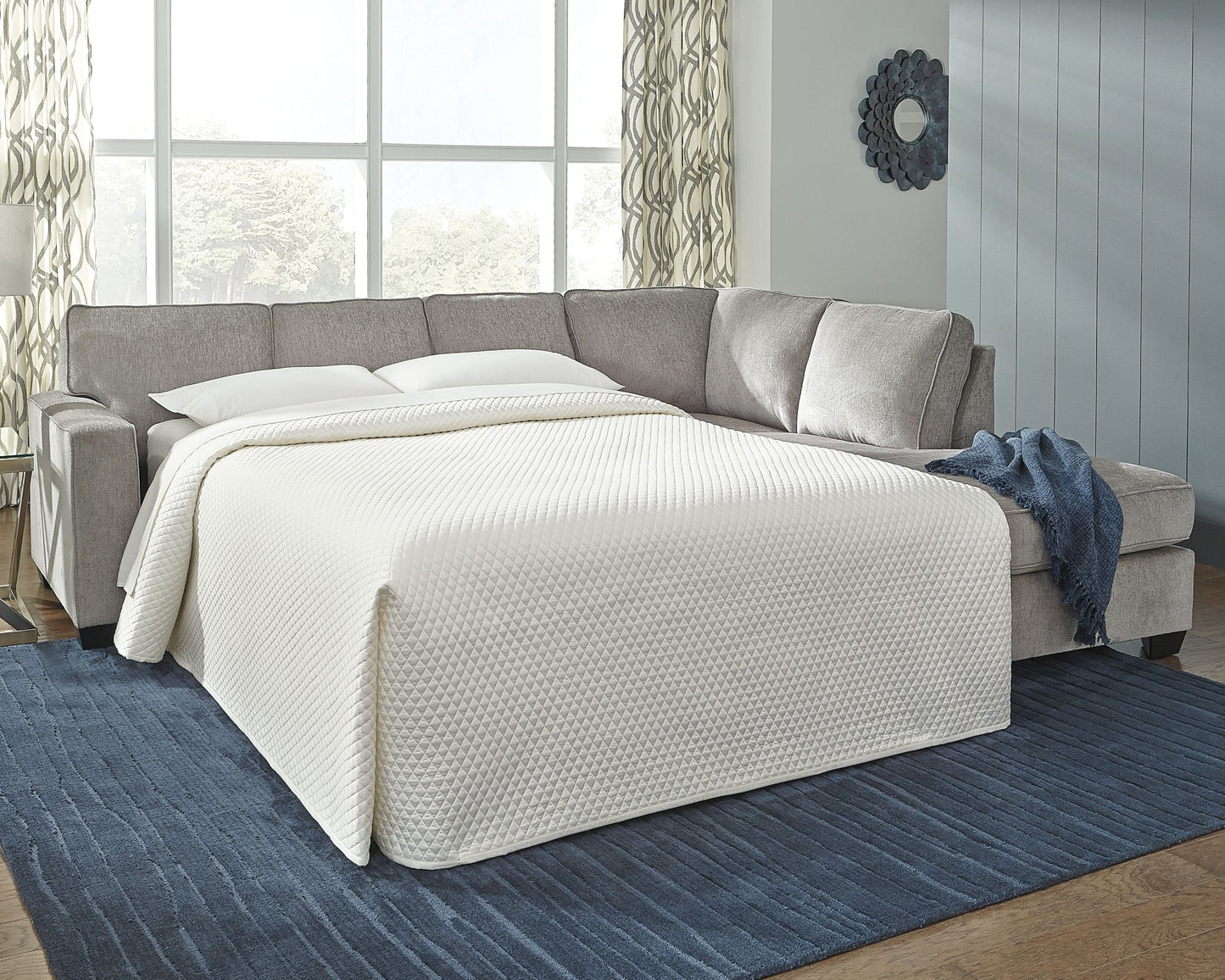 Slate Chenille Fabric Upholstered Sleeper Sectionals - view 10