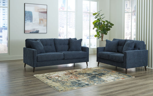 Navy Stationary Sofa And Loveseat - front view