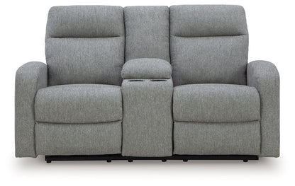 Gauntlet - Double Recline Loveseat With Console - Sterling