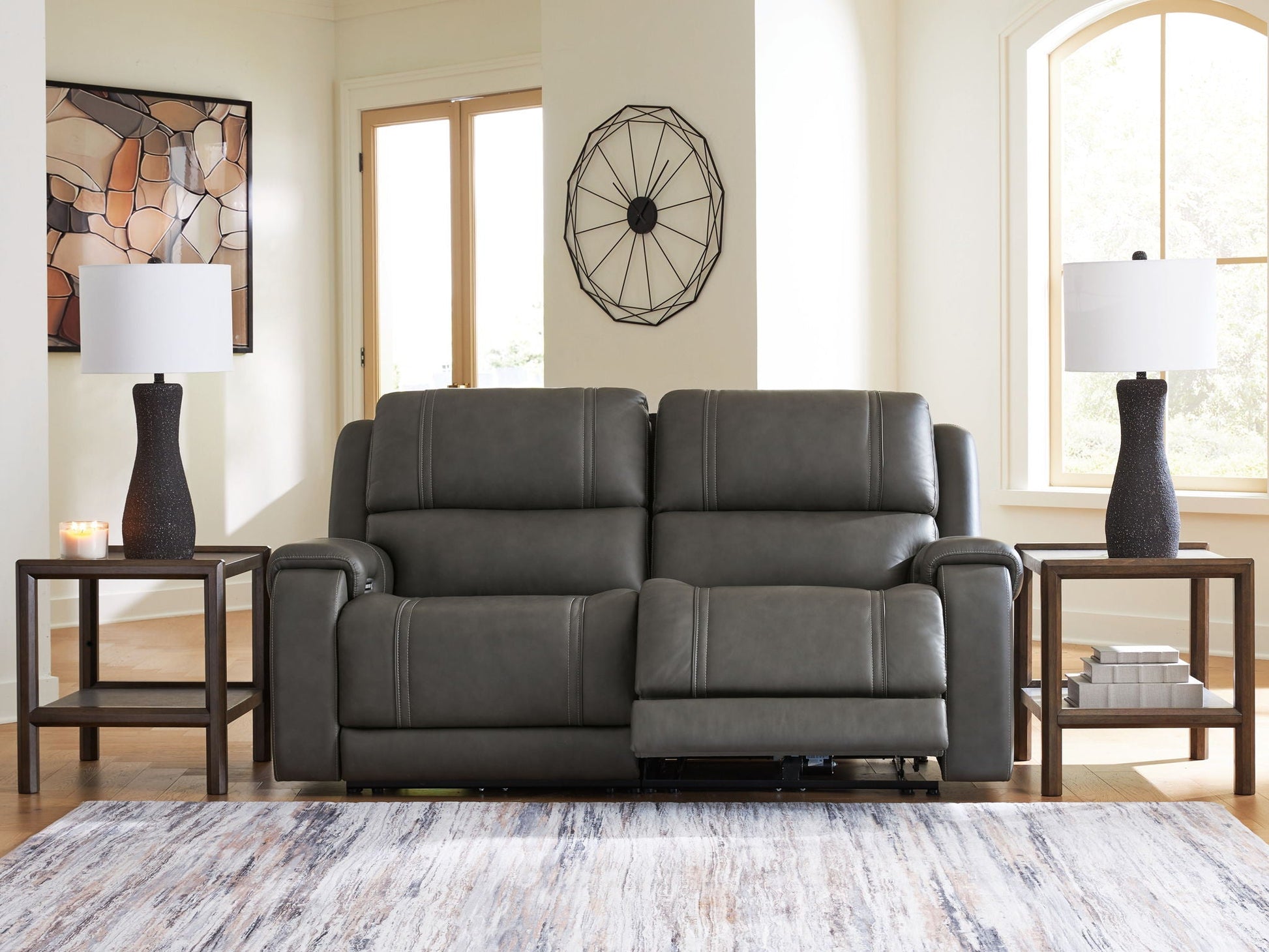 Modern Leather Match Sectional