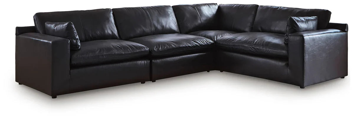 Modern Leather Match Sectional