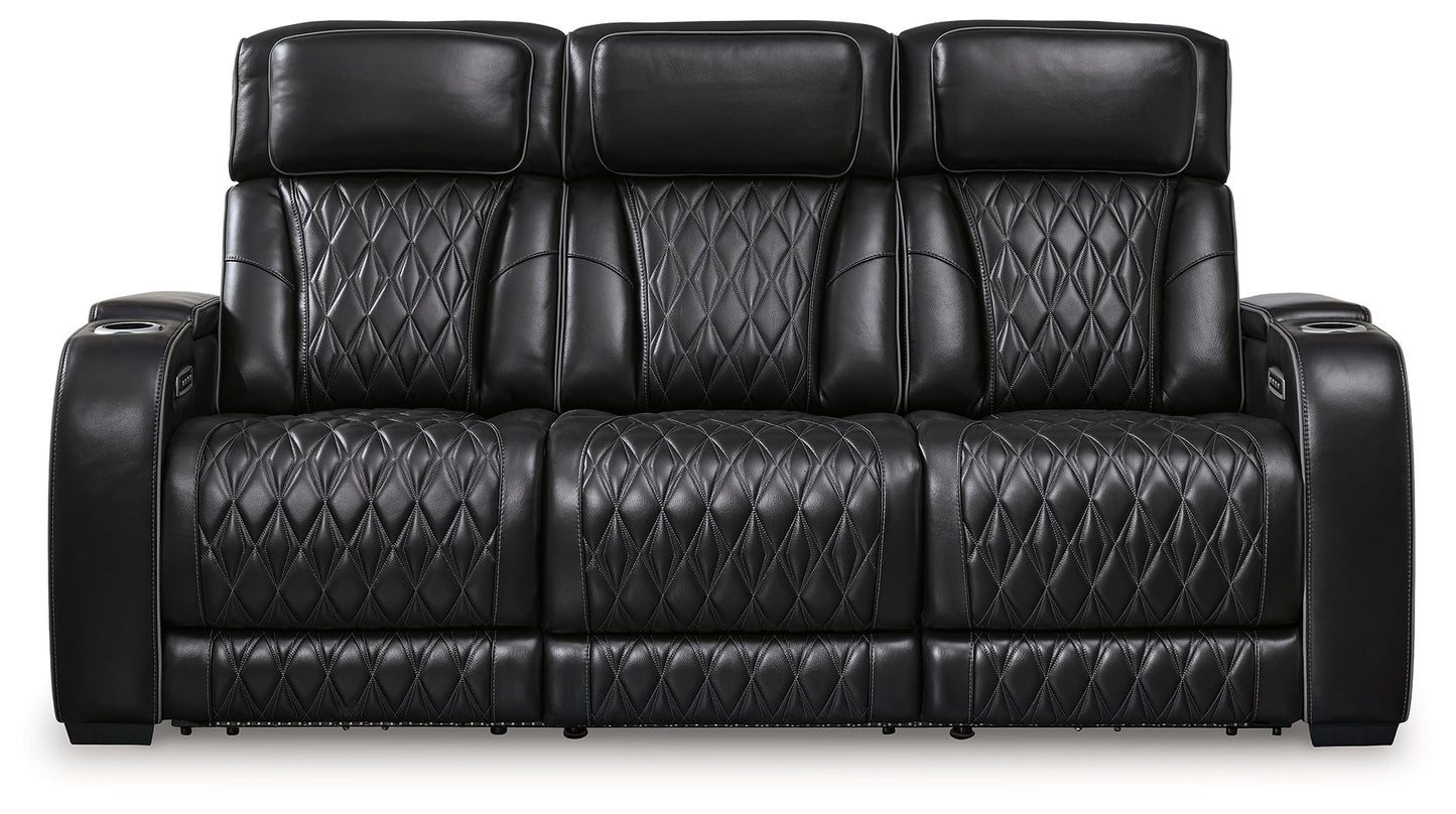 Modern Leather Match Sofa - Black