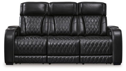 Modern Leather Match Sofa - Black