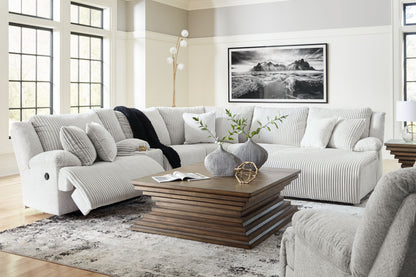Modern Fabric 6 Piece Living Room Sets - Gray - 7 Pc. - 6-Piece Reclining Sectional With Raf Chaise, Rocker Recliner