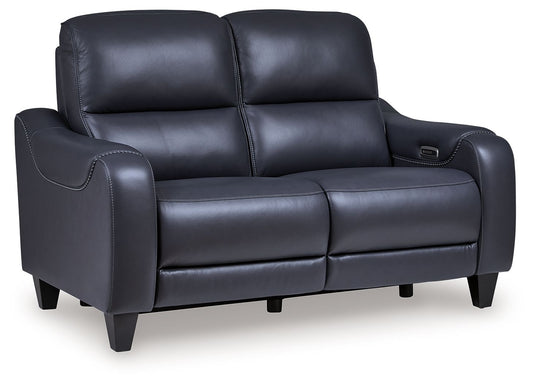 Blue Reclining Loveseat - front view