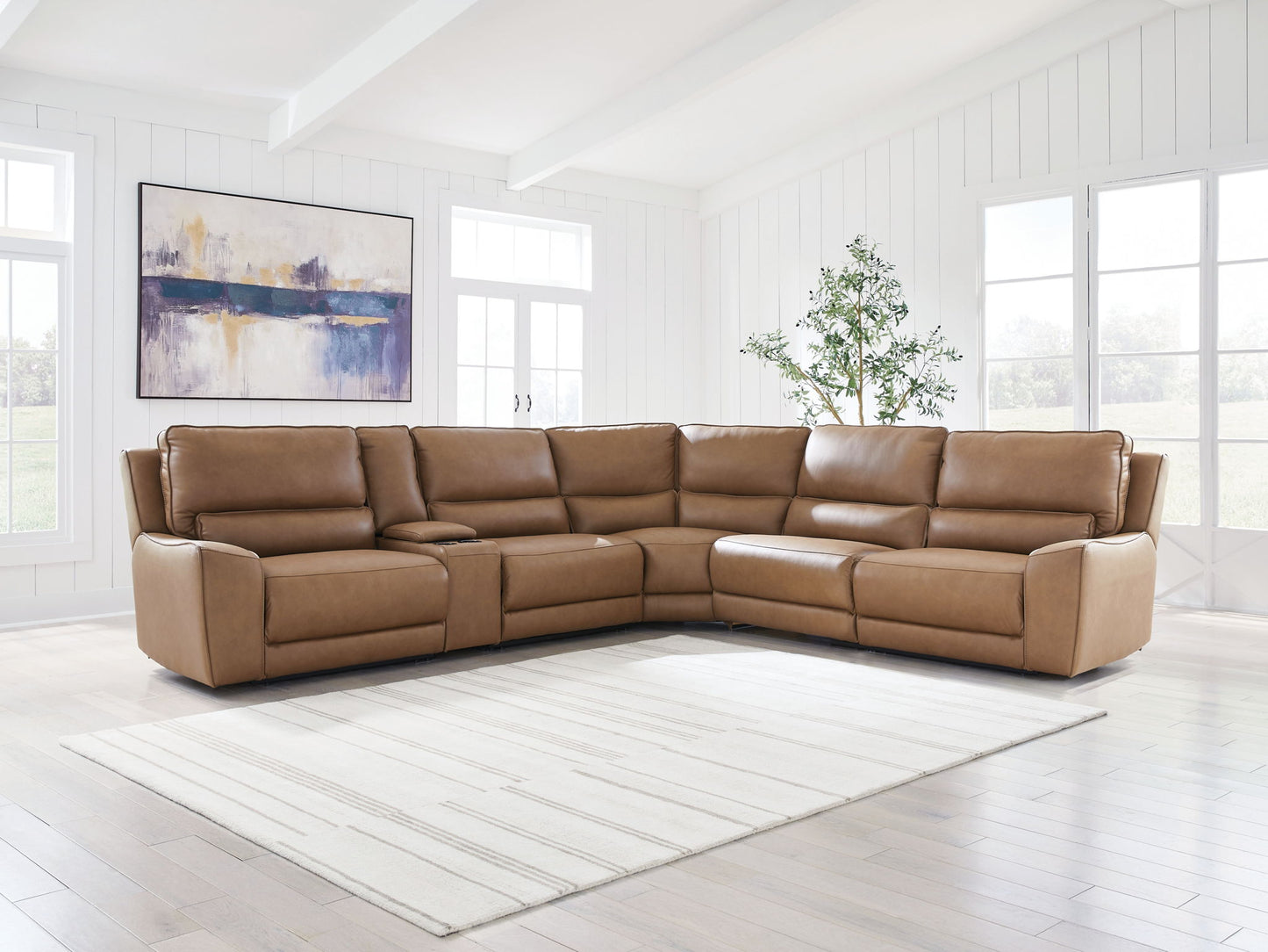 Modern Leather Match Sectional