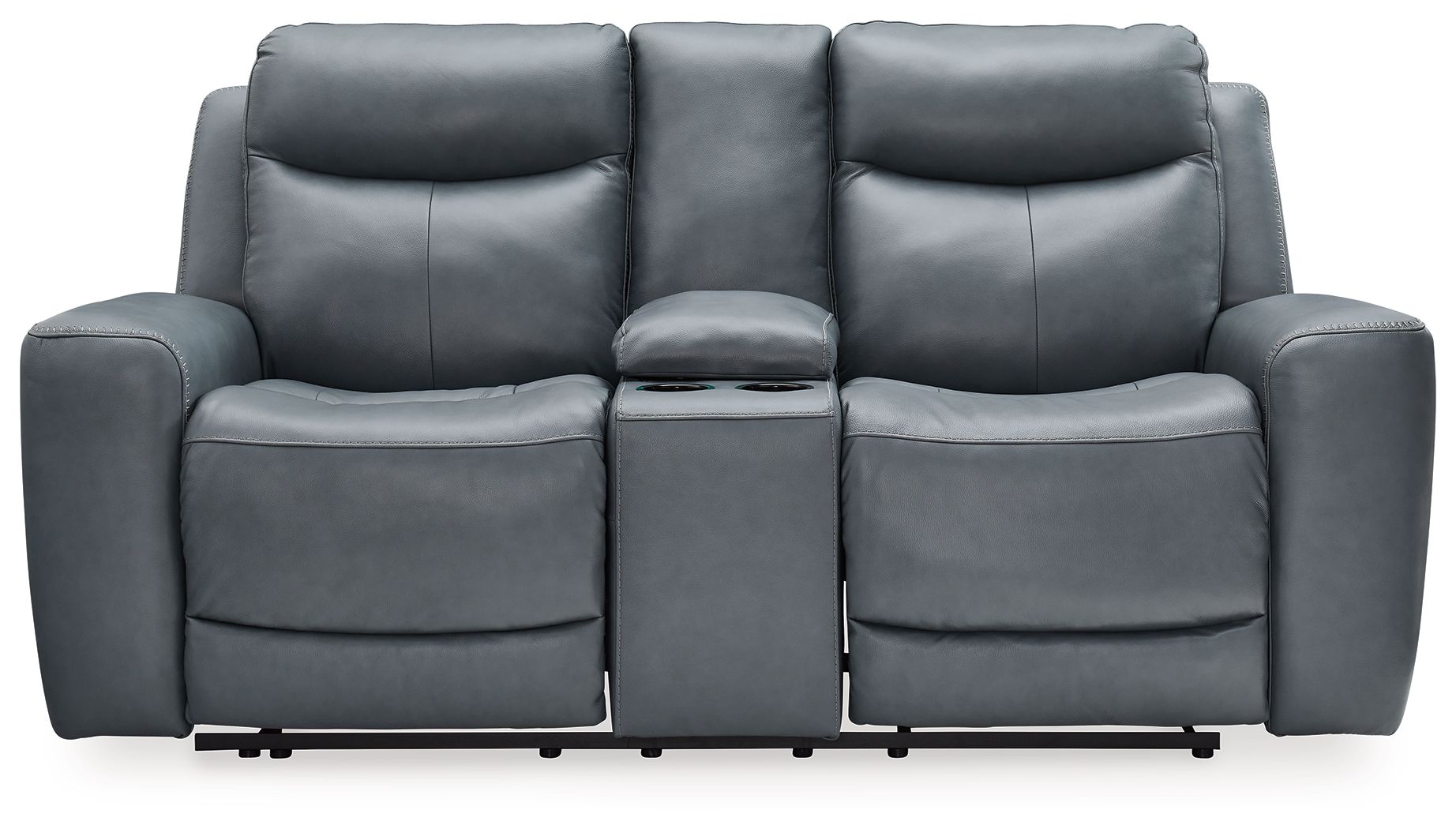 Dark Gray Metal Reclining Loveseat - rear view