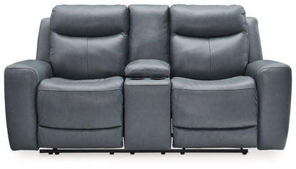 Dark Gray Metal Reclining Loveseat - rear view