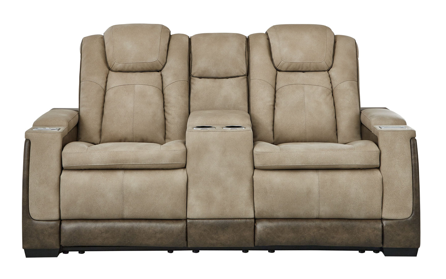 Sand Leather Upholstered Reclining Loveseat - view 8