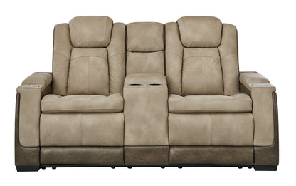 Sand Leather Upholstered Reclining Loveseat - view 8