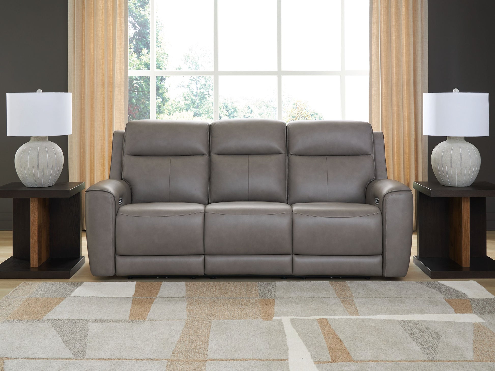 Modern Leather Match Sofa