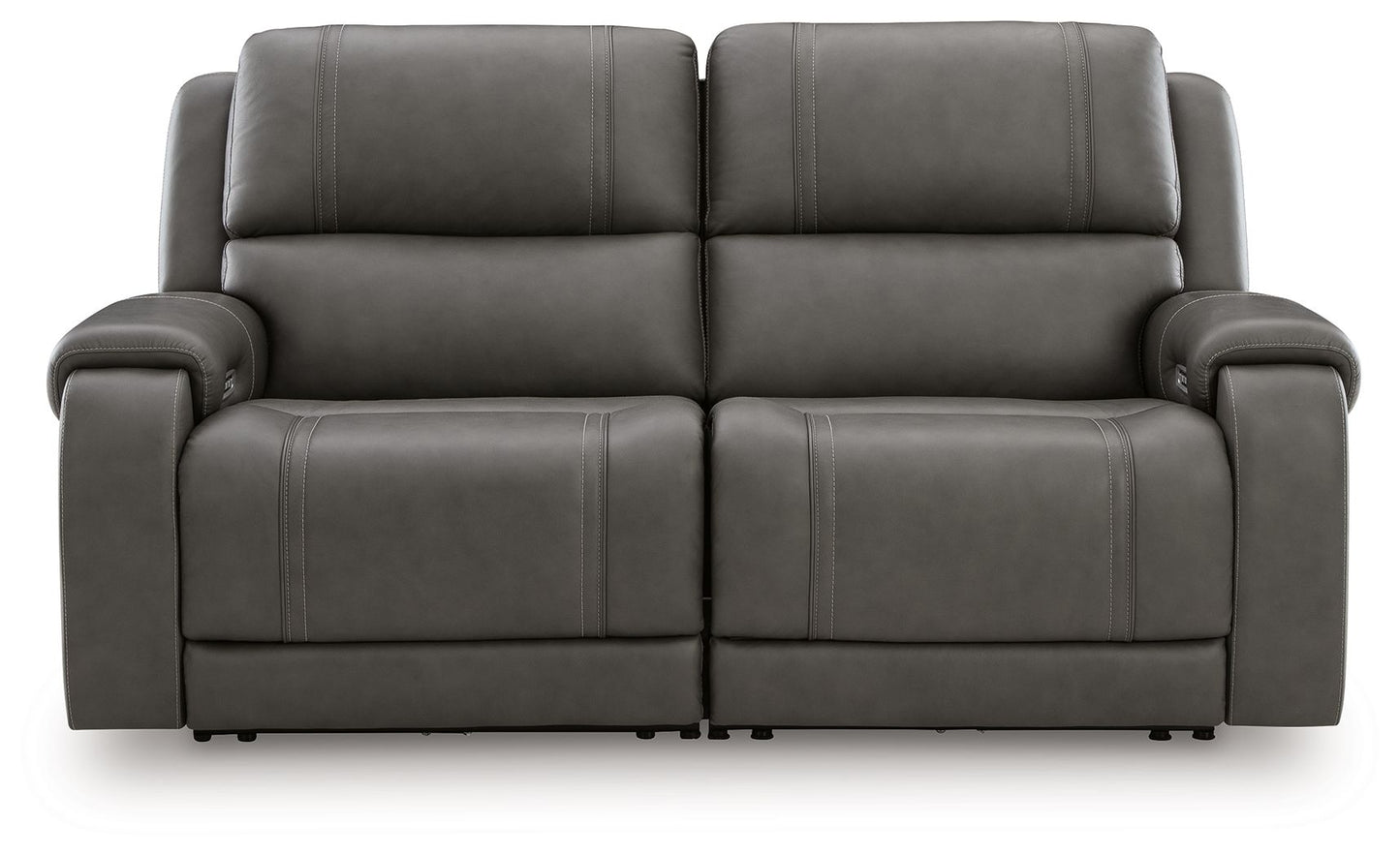 Modern Leather Match Sectional - Gray - 6 Pc. Power Reclining Sectional