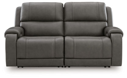 Modern Leather Match Sectional - Gray - 6 Pc. Power Reclining Sectional