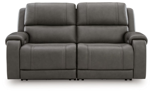 Modern Leather Match Sectional - Gray - 6 Pc. Power Reclining Sectional