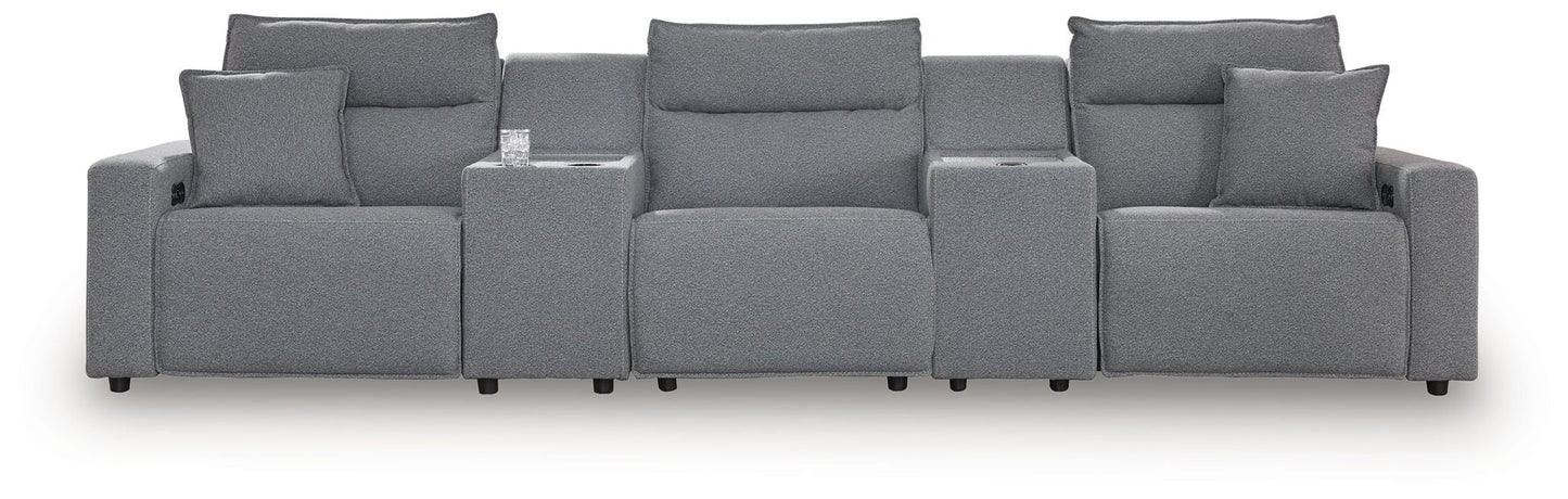 Modern Fabric Sectional - Gray - 6 Pc. Power Reclining Sectional With 2 Armless Chairs And Console