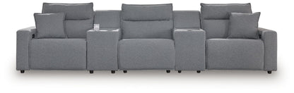 Modern Fabric Sectional - Gray - 6 Pc. Power Reclining Sectional With 2 Armless Chairs And Console