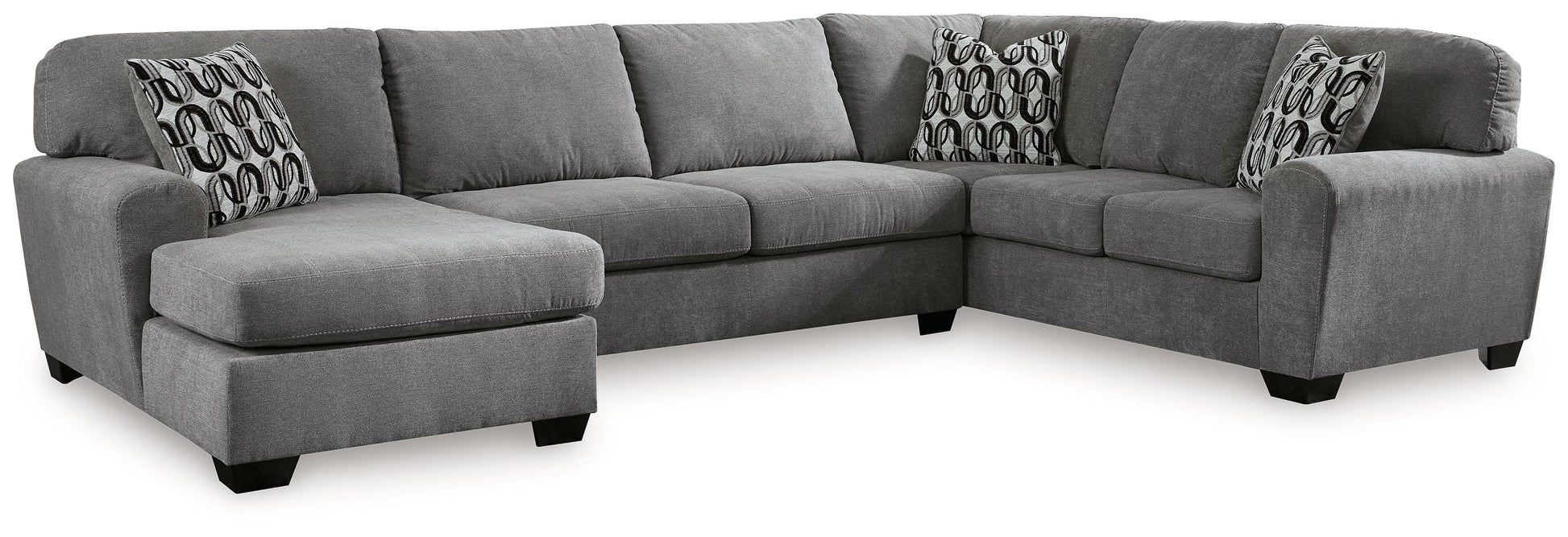 Modern Fabric Sectional - 3 Pc. Left Arm Facing Corner Chaise Sectional - Gray