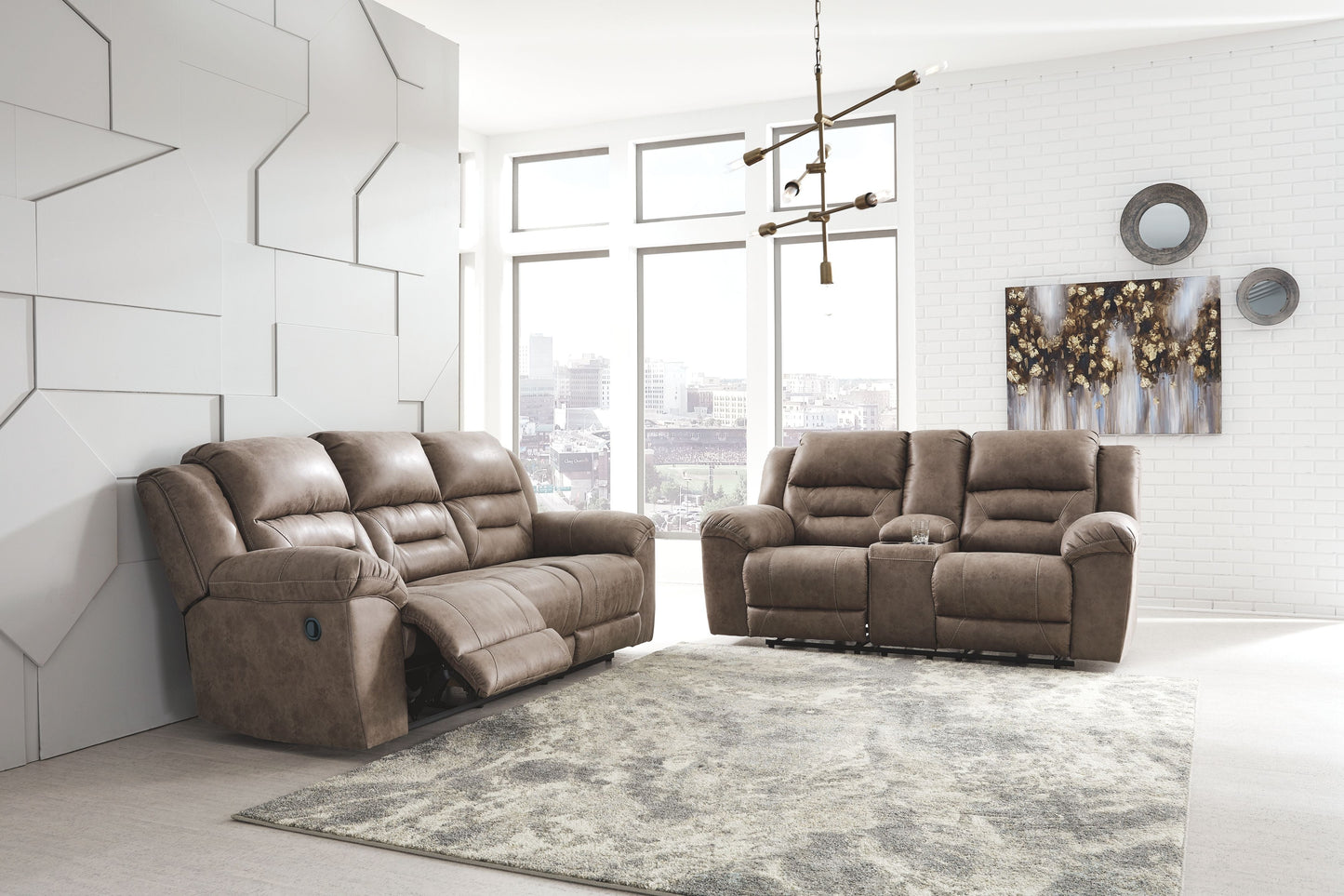 Modern Faux Leather 3 Piece Living Room Sets
