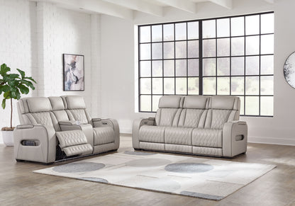 Modern Leather Match Sofa - Gray - 2 Pc. Sofa, Loveseat