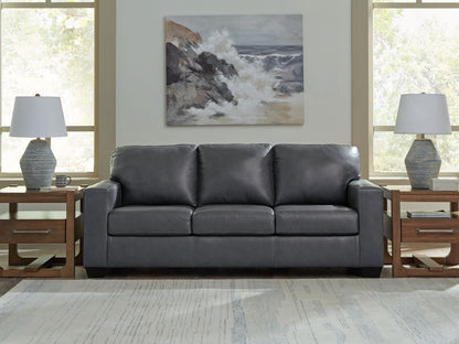 Caramel Faux Leather Upholstered Stationary Sofa And Loveseat - view 9