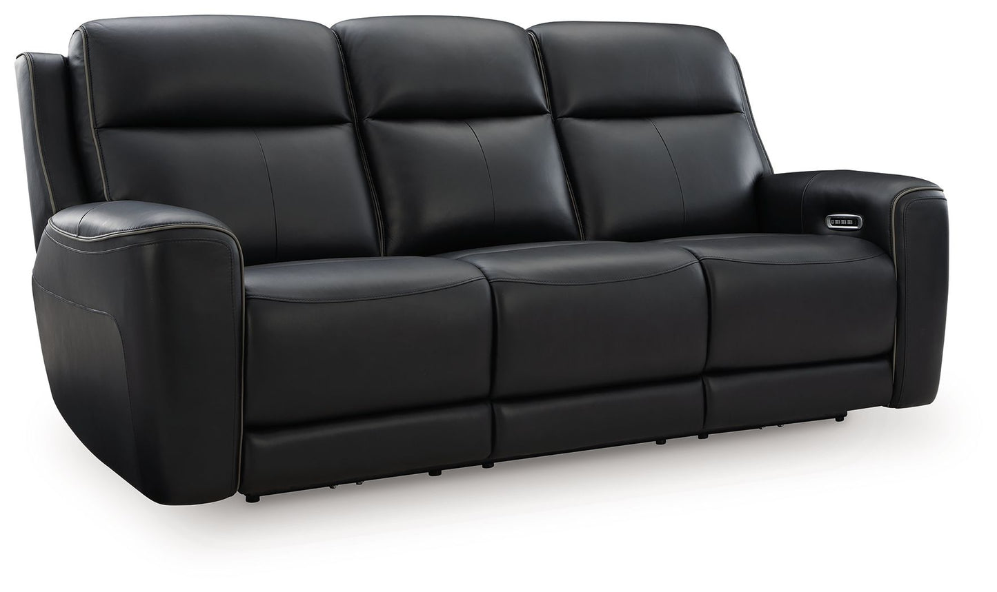Modern Leather Match Sofa - Onyx